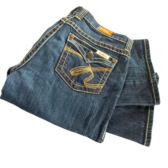 David Kahn Jeanswear Two Tone Heavy Stitching & Brass Hardware Jeans in Size 14 - Picture 2 of 16